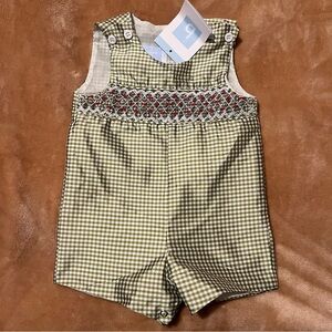 Bella Bliss Green Smocked 12 month Romper